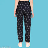 Cotton blend printed track pants for women, trendy calf-length, vibrant colors